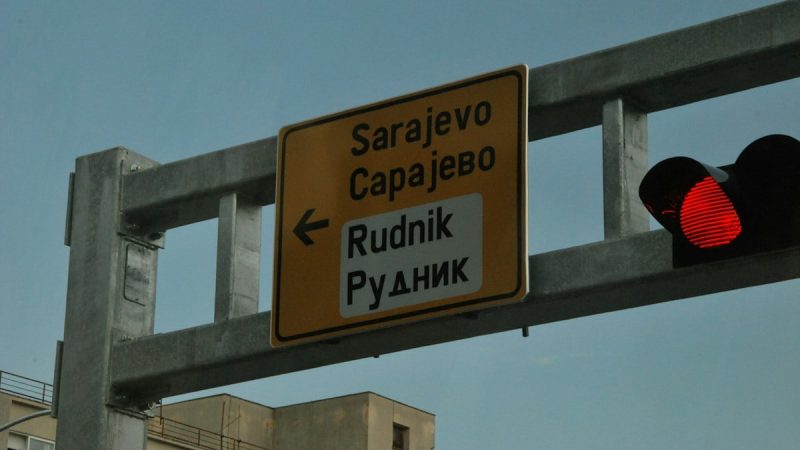 Road sign pointing towards sarajevo and rudnik